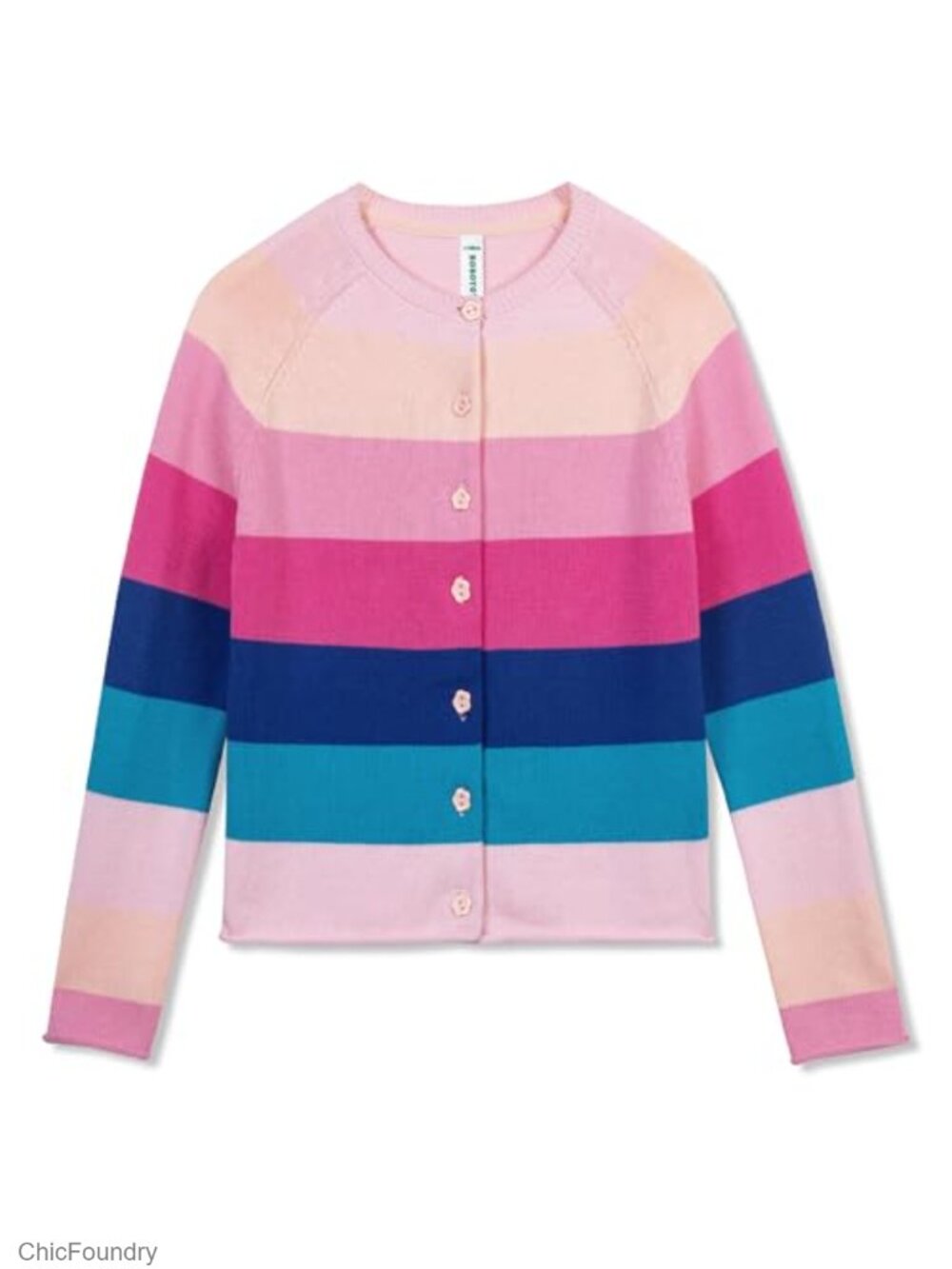 Girls 100% Cotton Rainbow Cardigan Button Up Long Sleeve Sweater